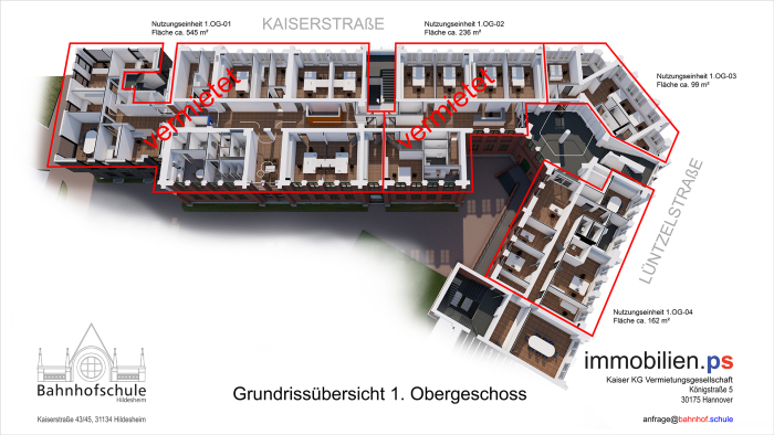 Immobilie: Hochwertige Büroflächen in zentraler Lage provisionsfrei - ehemalige Bahnhofschule