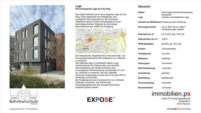 Immobilie: Hochwertige Büroflächen in zentraler Lage provisionsfrei - ehemalige Bahnhofschule